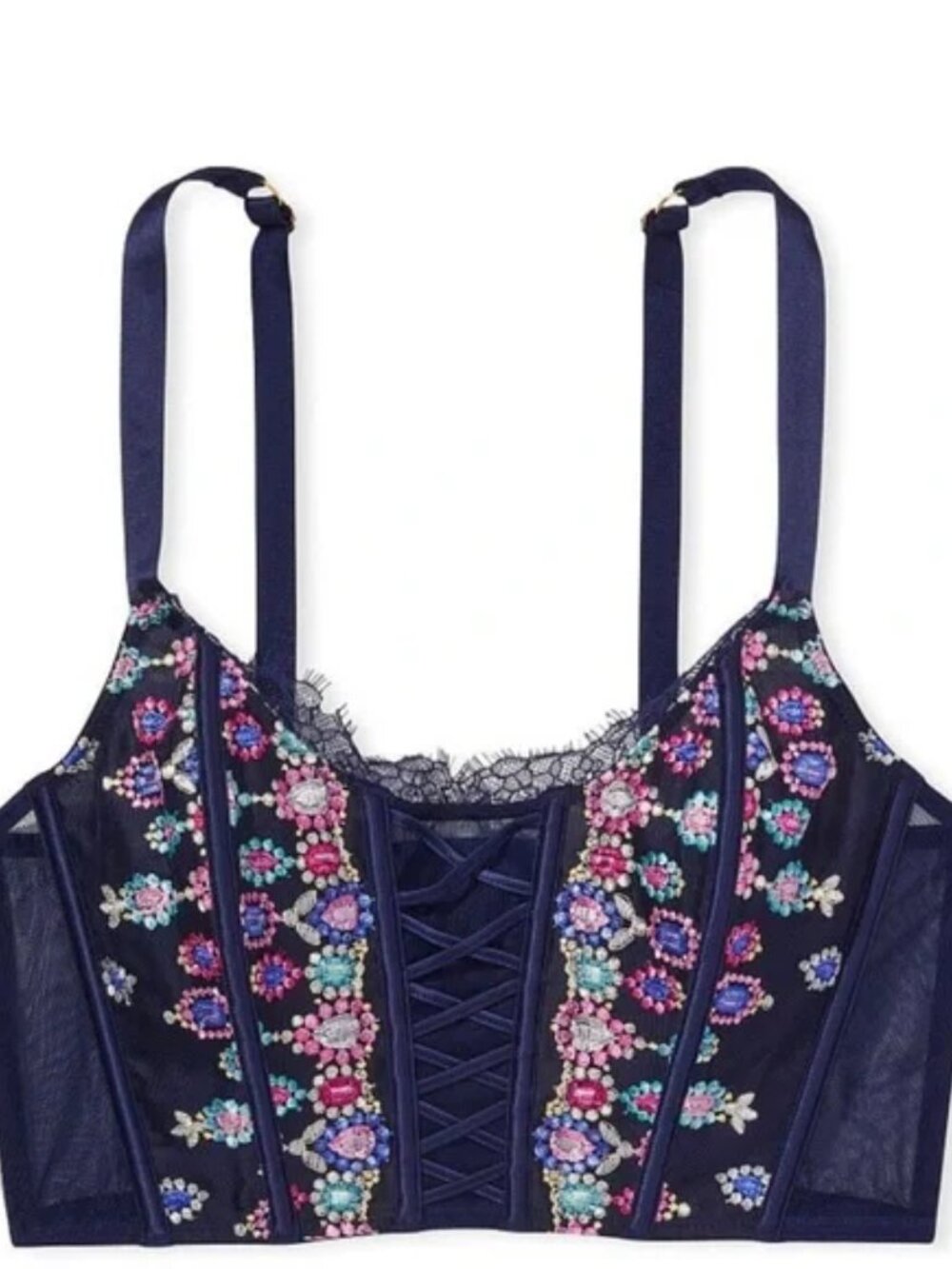 Victoria’s Secret Blue Floral Embroidered Bra | NWT | Small-DD - Picture 3 of 5